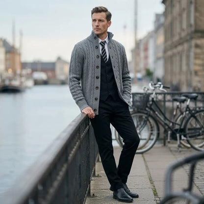 Men’s Stand Collar Button Knit Cardigan
