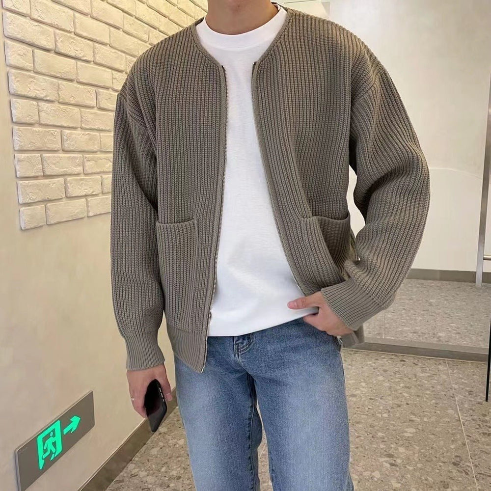 Men's Ribbed Knit Zip Cardigan