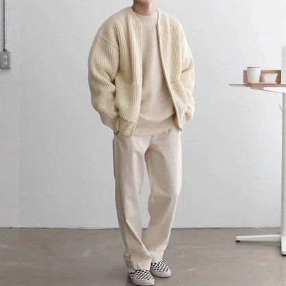 Men's Ribbed Knit Zip Cardigan