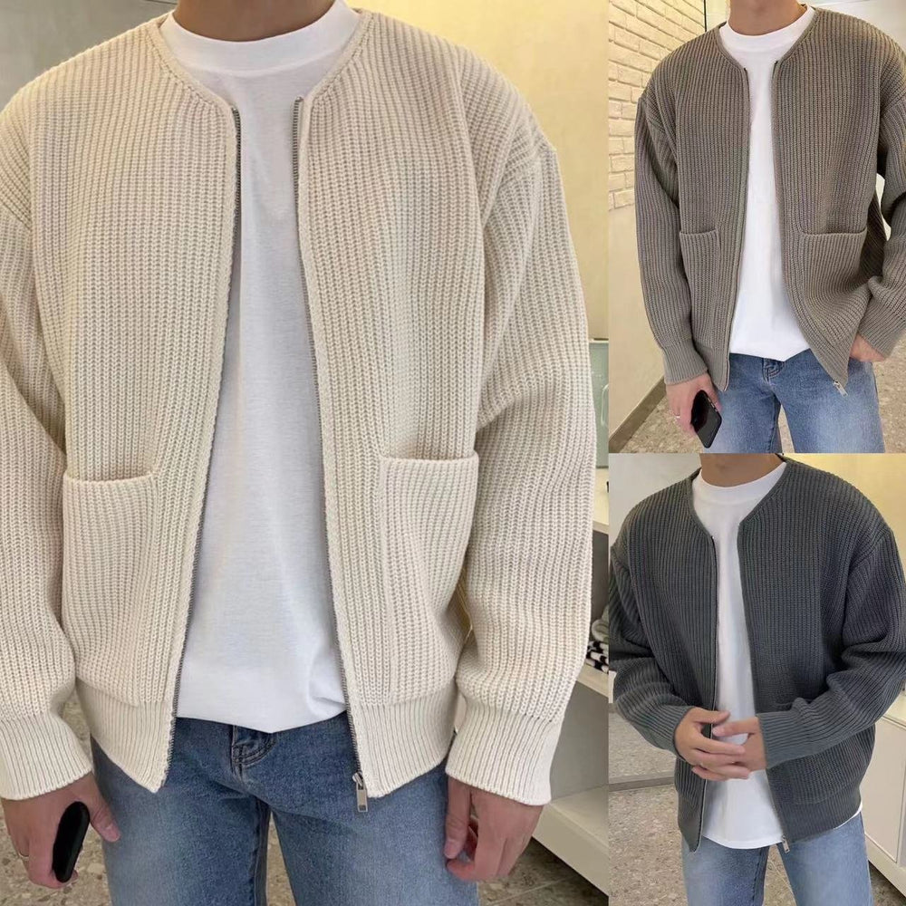 Men's Ribbed Knit Zip Cardigan