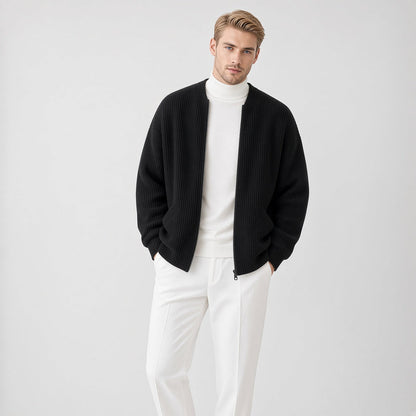 Men's Ribbed Knit Zip Cardigan