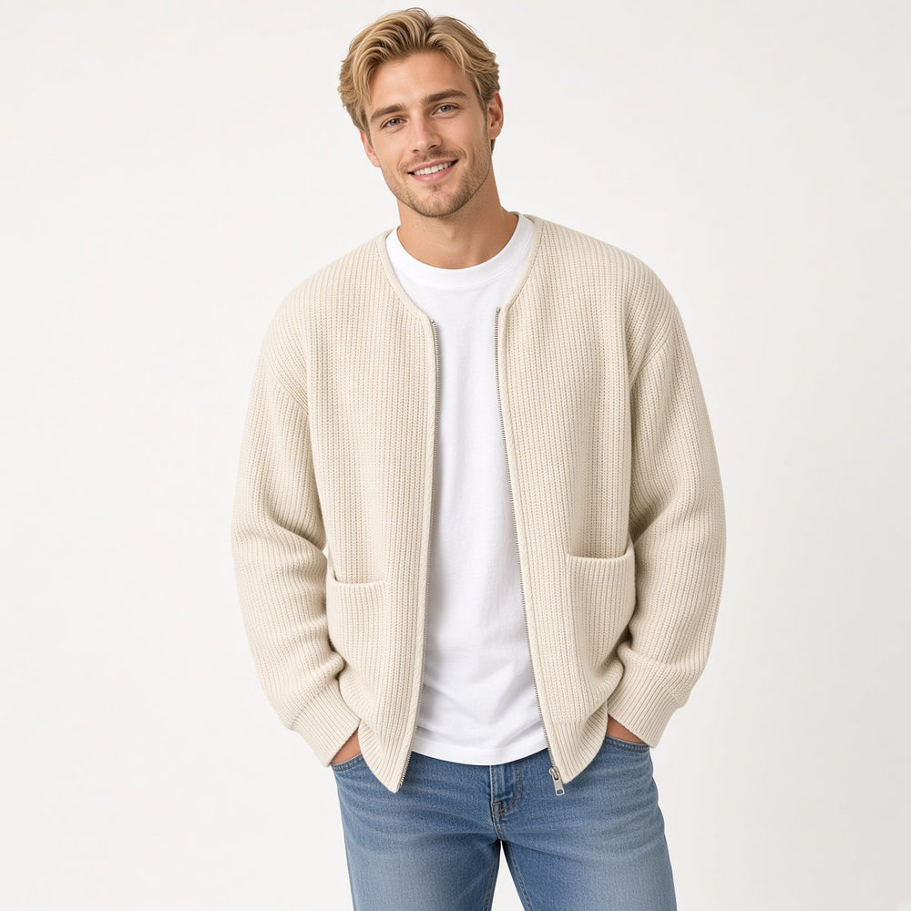 Men's Ribbed Knit Zip Cardigan
