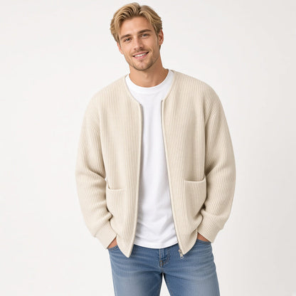 Men's Ribbed Knit Zip Cardigan