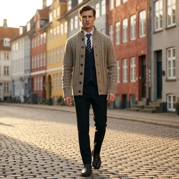 Men’s Stand Collar Button Knit Cardigan