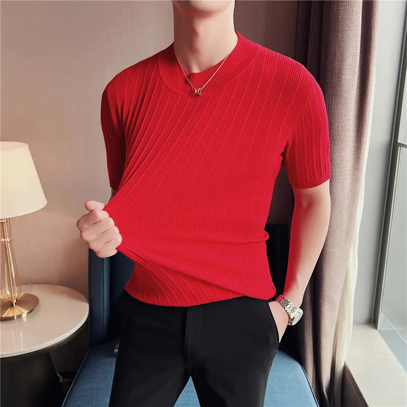 Men’s Ribbed Mock Neck Knit Tee
