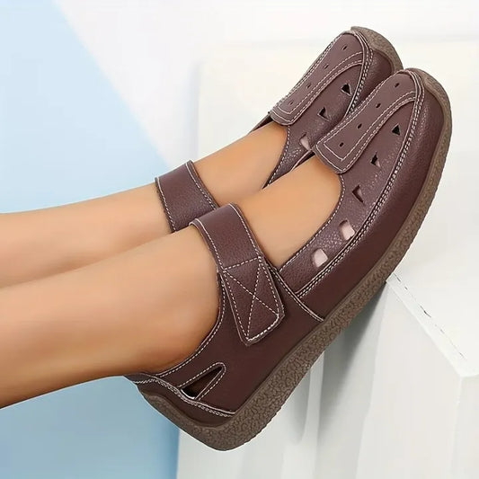 Women's Cutout Mary Jane Hook-and-Loop Flats
