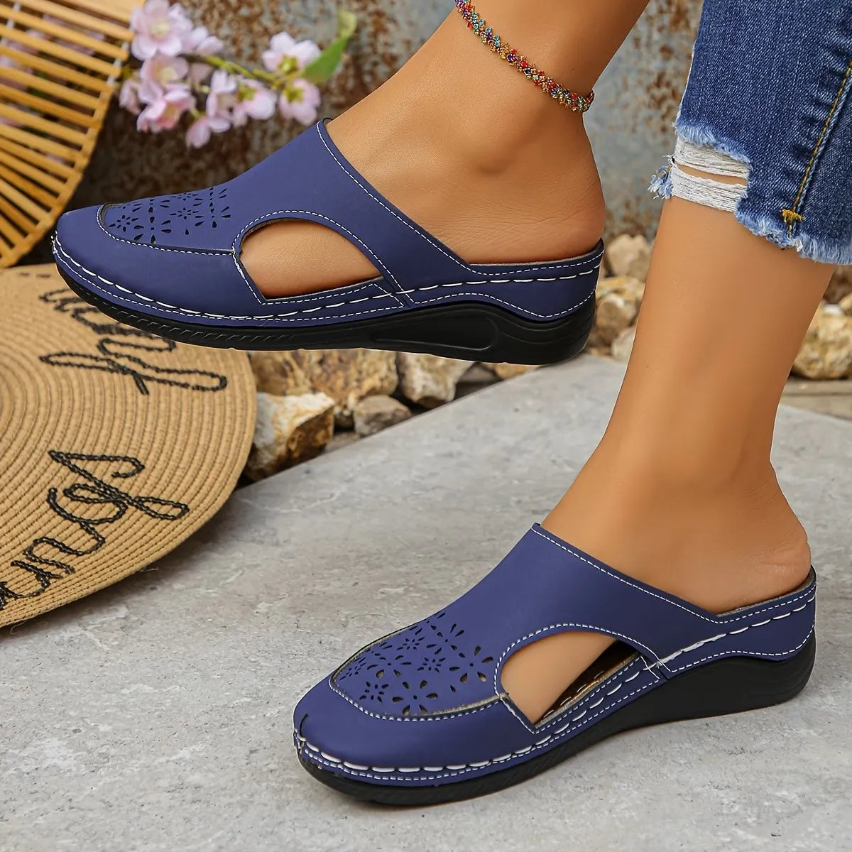 Women's Perforated Wedge Slip-On Clogs