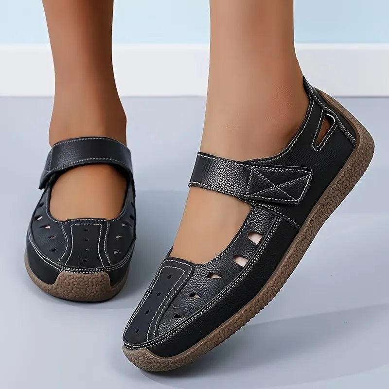 Women's Cutout Mary Jane Hook-and-Loop Flats
