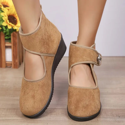 Women's Rhinestone Strap Wedge Ankle Boots