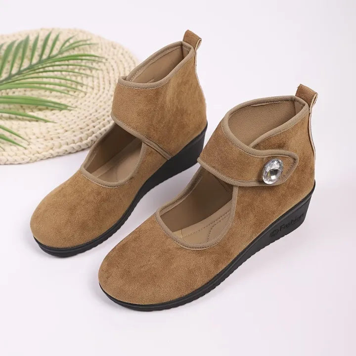 Women's Rhinestone Strap Wedge Ankle Boots