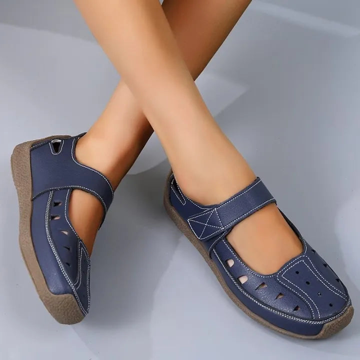 Women's Cutout Mary Jane Hook-and-Loop Flats