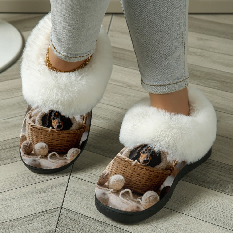 Women's Dachshund Print Slip-On Slippers