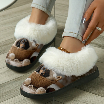 Women's Dachshund Print Slip-On Slippers