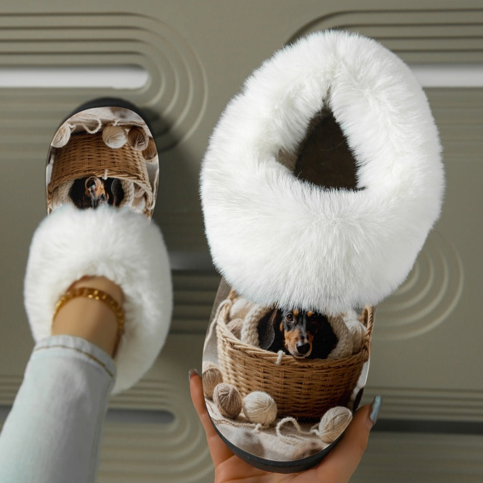 Women's Dachshund Print Slip-On Slippers