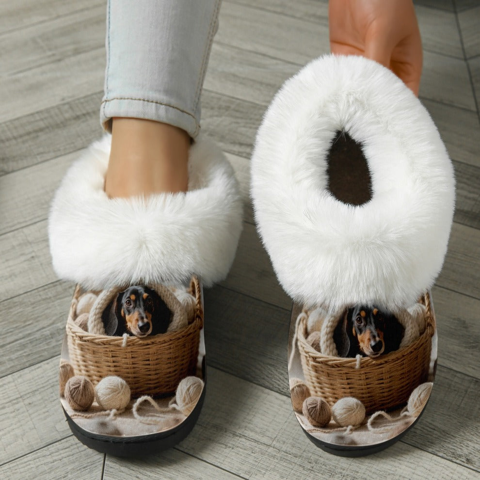 Women's Dachshund Print Slip-On Slippers