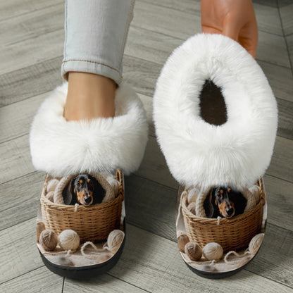 Women's Dachshund Print Slip-On Slippers