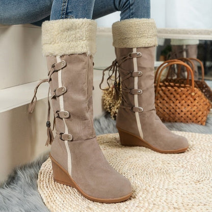 Women's Wedge Boots with Buckle Details