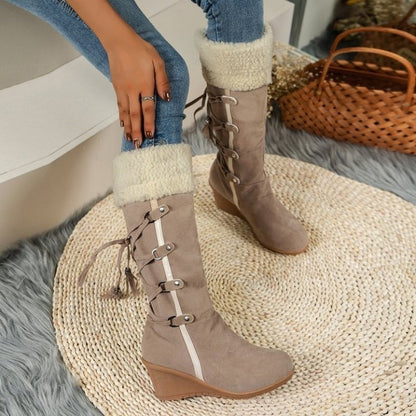 Women's Wedge Boots with Buckle Details