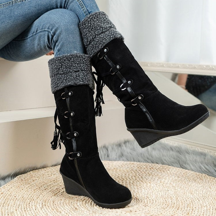 Women's Wedge Boots with Buckle Details