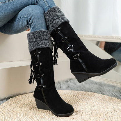 Women's Wedge Boots with Buckle Details