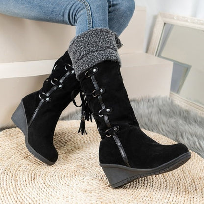 Women's Wedge Boots with Buckle Details