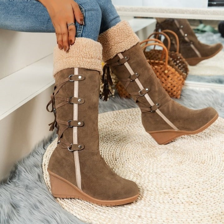 Women's Wedge Boots with Buckle Details