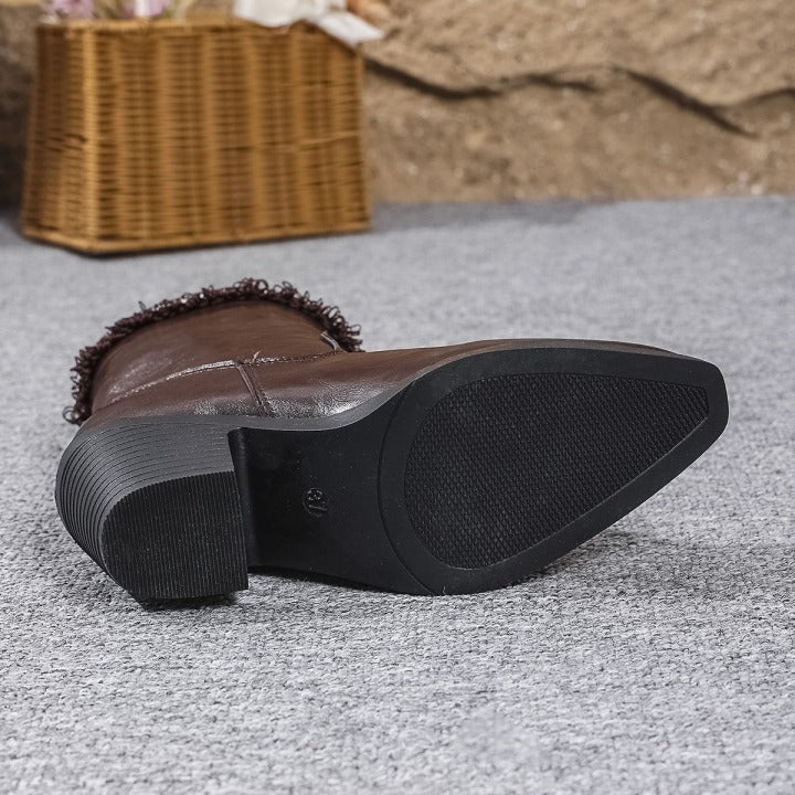 Women's Decorative Cuff Heeled Boots