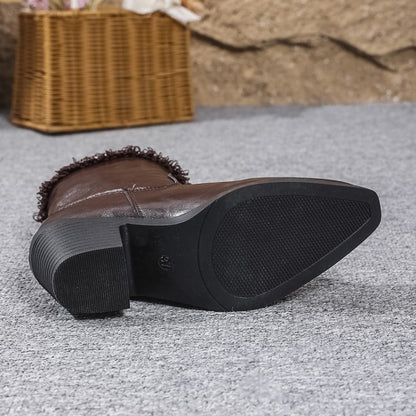 Women's Decorative Cuff Heeled Boots