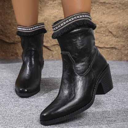 Women's Decorative Cuff Heeled Boots