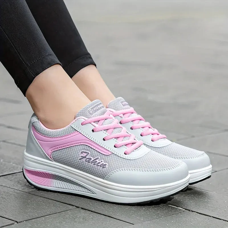 Women's Knit Lace-Up Walking Sneakers