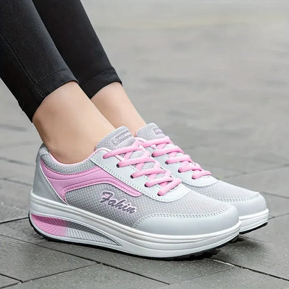 Women's Knit Lace-Up Walking Sneakers