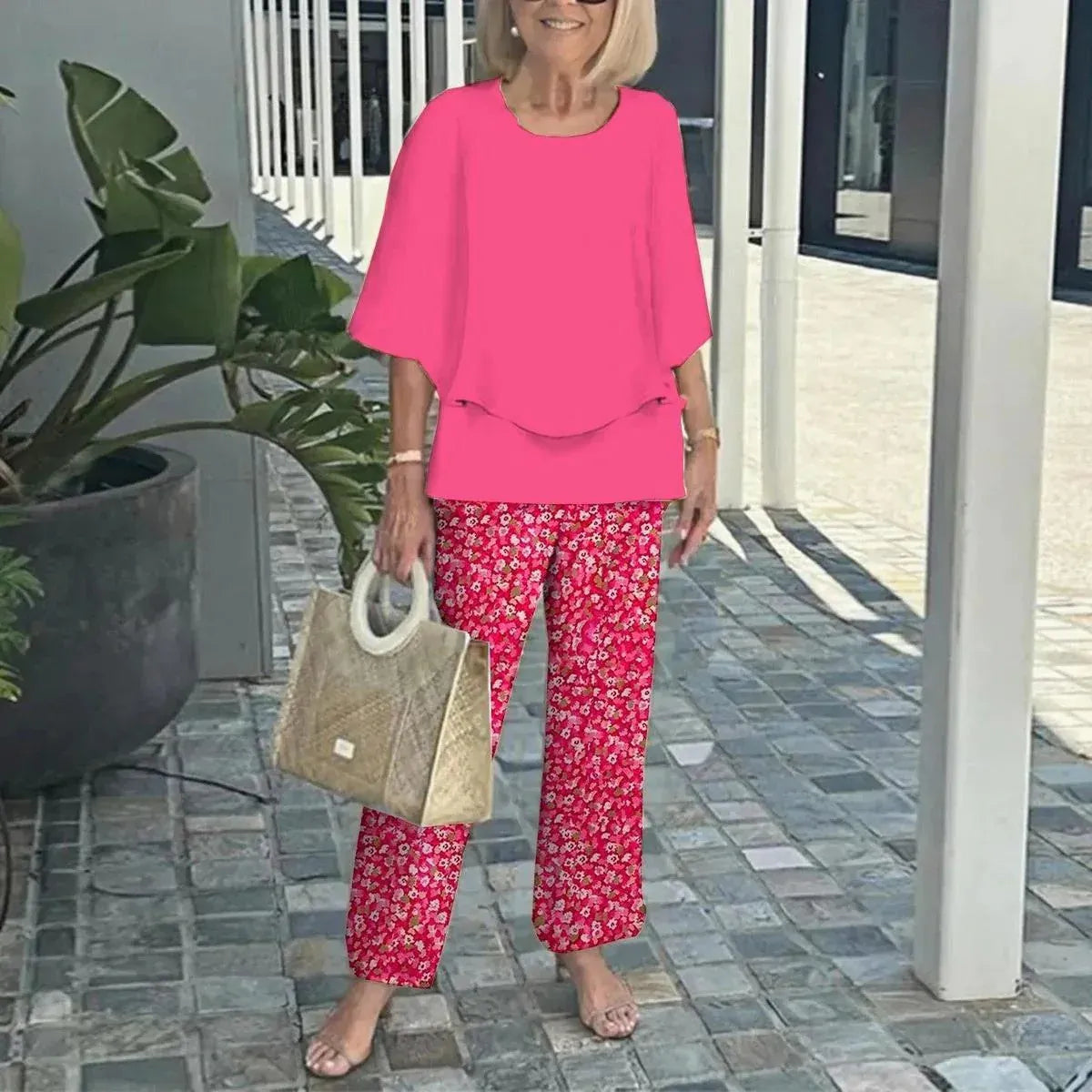 Women’s Relaxed Top and Printed Pants Set