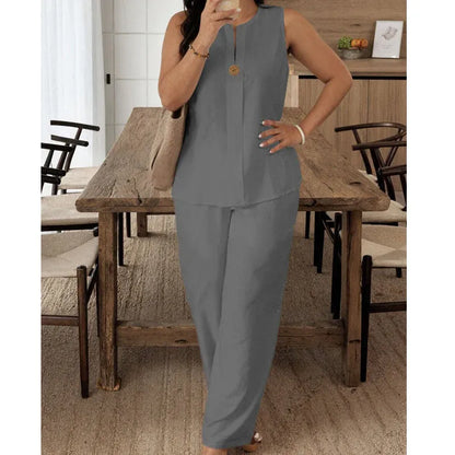 Women’s Sleeveless Wide-Leg Pants Set