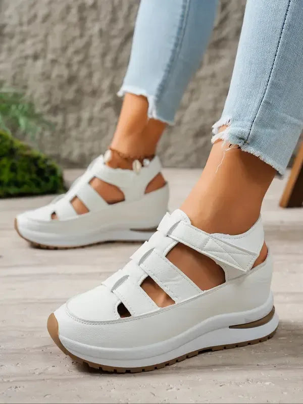 Women’s Cutout Hook-and-Loop Wedge Sneakers