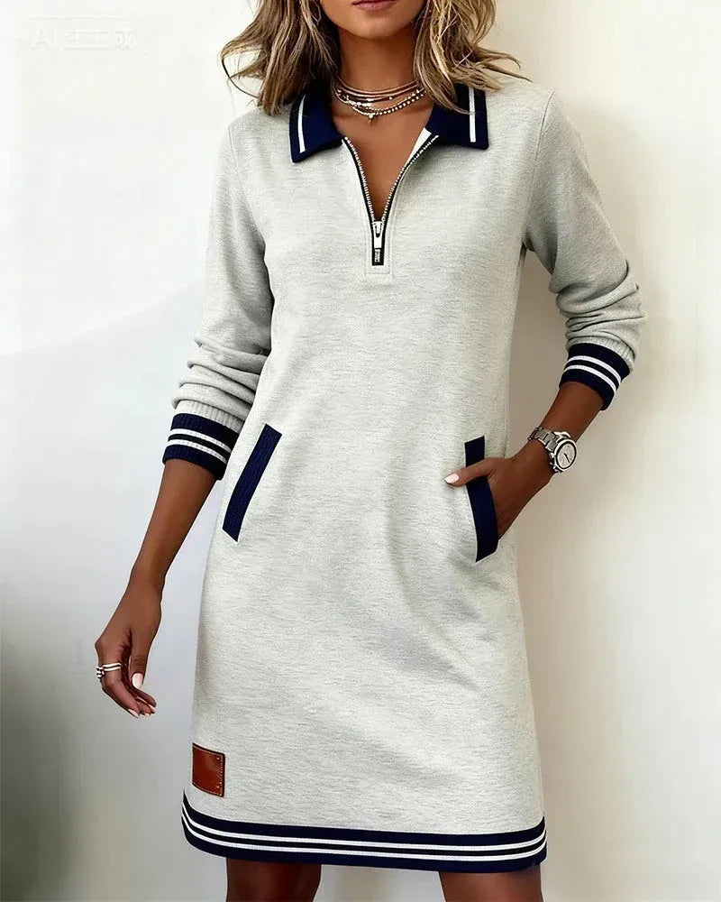 Women’s Zip Collar Sweatshirt Dress