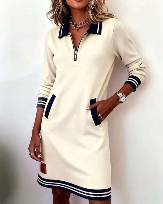 Women’s Zip Collar Sweatshirt Dress