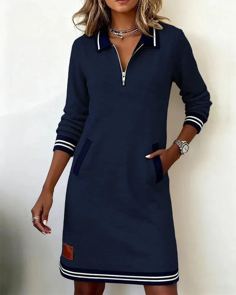 Women’s Zip Collar Sweatshirt Dress