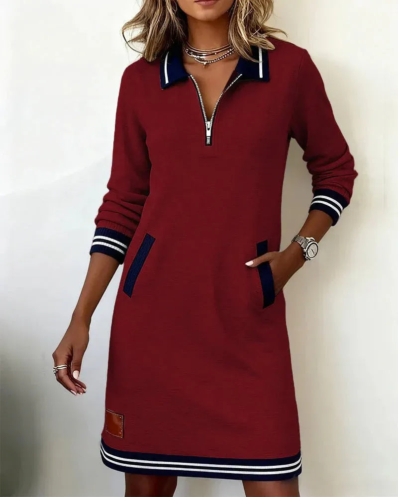 Women’s Zip Collar Sweatshirt Dress