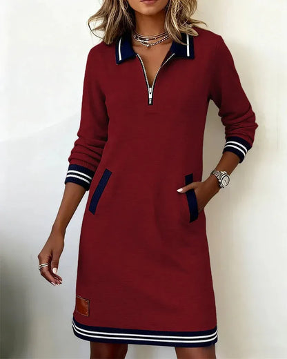 Women’s Zip Collar Sweatshirt Dress