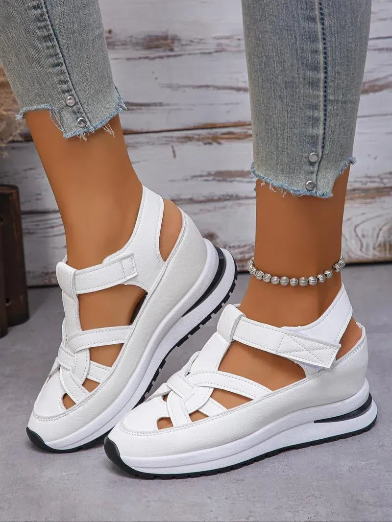 Women’s Cutout Hook-and-Loop Wedge Sneakers