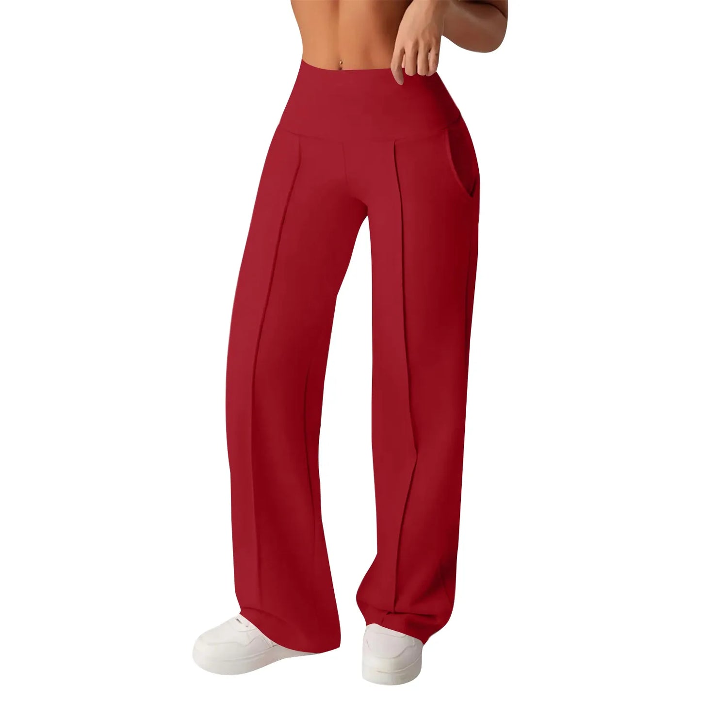 Women’s High-Waisted Wide-Leg Yoga Pants with Pockets
