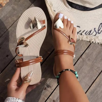 Women’s Heart Accent Toe Loop Flat Sandals