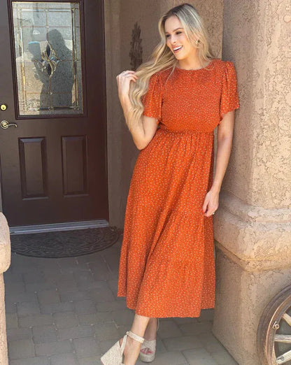 Women’s Floral Smocked High-Waist Maxi Dress