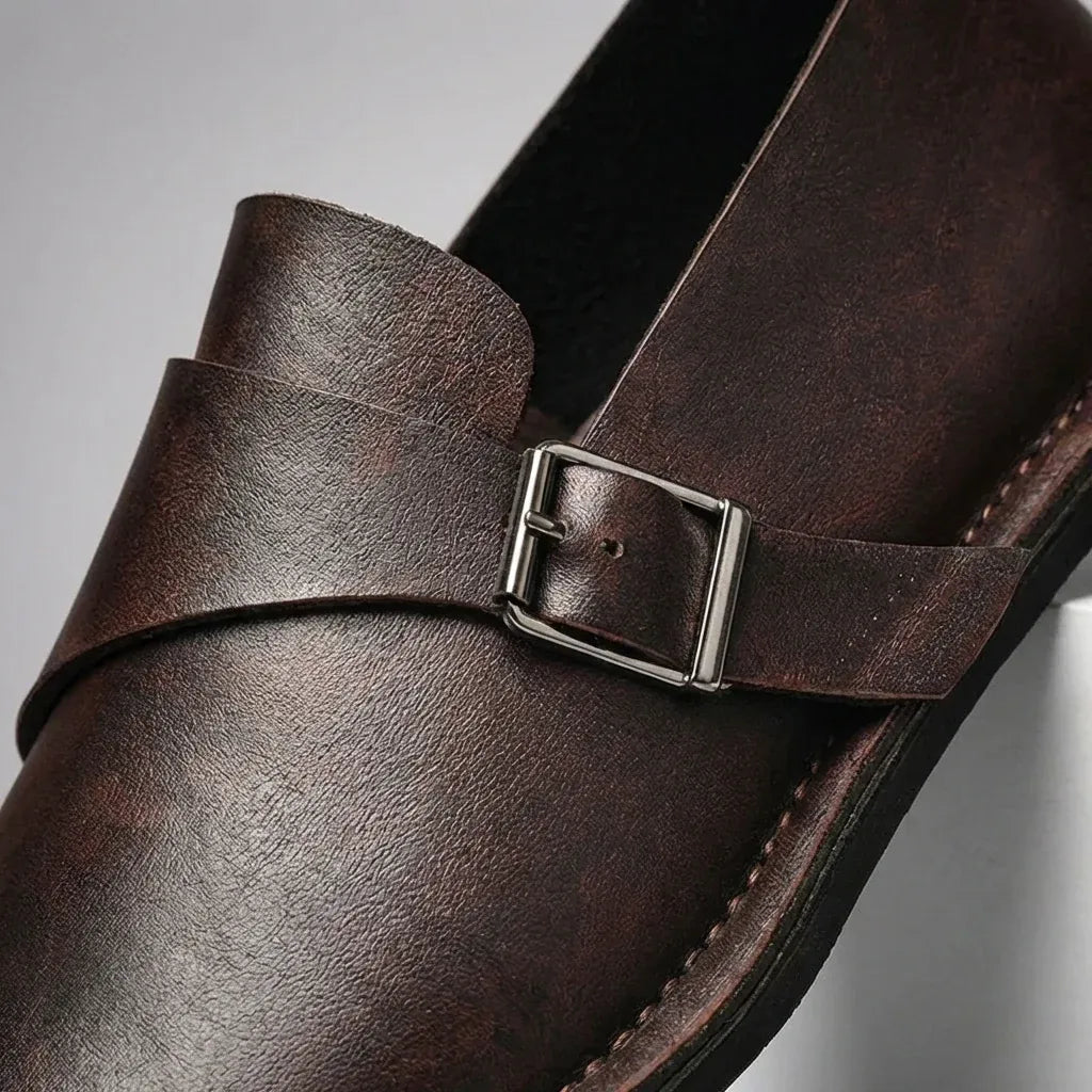 Men’s Leather-Look Buckle Loafers