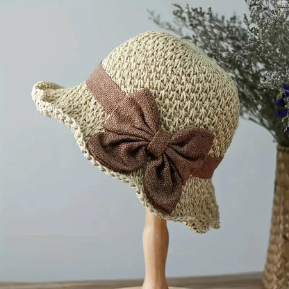 Women’s Straw Sun Hat with Bow Lightweight Breathable Summer Hat