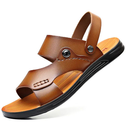 Men’s Adjustable Leather-Look Slingback Sandals