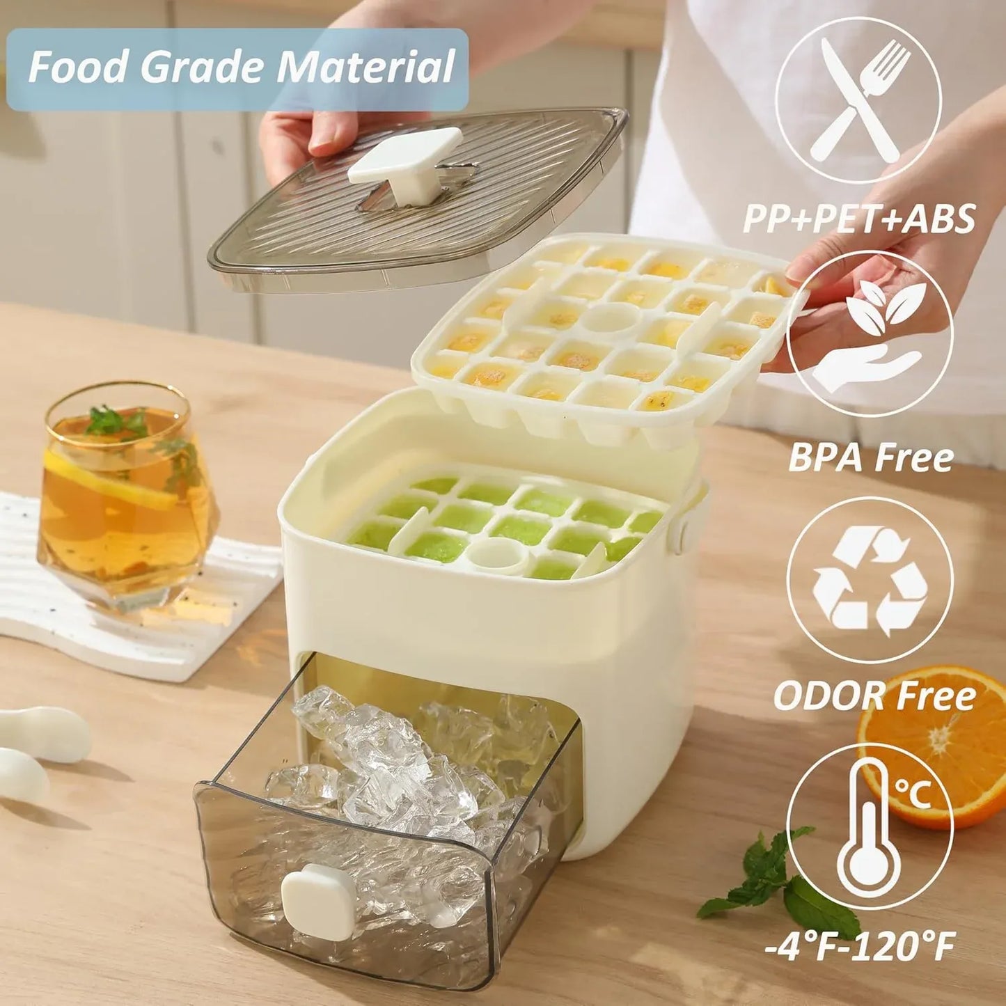 Portable Ice Cube Maker and Storage Box Set