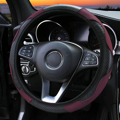 Carbon-Style Car Steering Wheel Cover