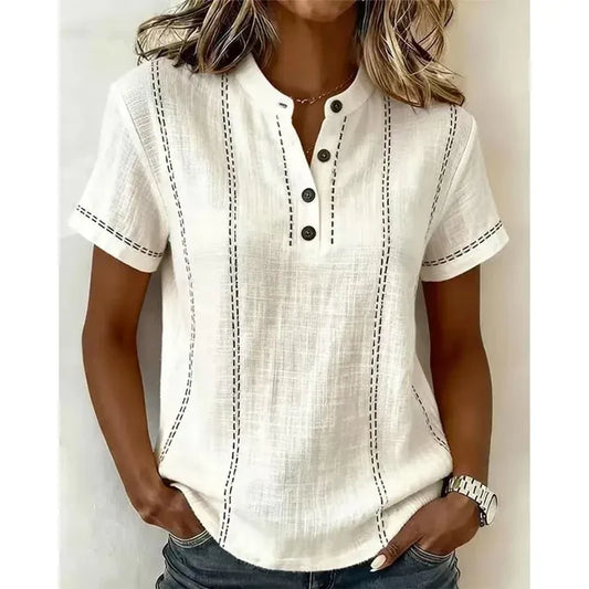 Women’s Short Sleeve Button Henley Top
