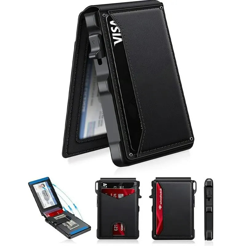 Slim RFID Pop-Up Card Wallet with Money Clip